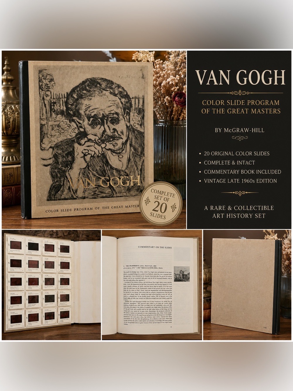 Vintage McGraw-Hill Van Gogh Color Slide Program Complete 20 Slides ⭐